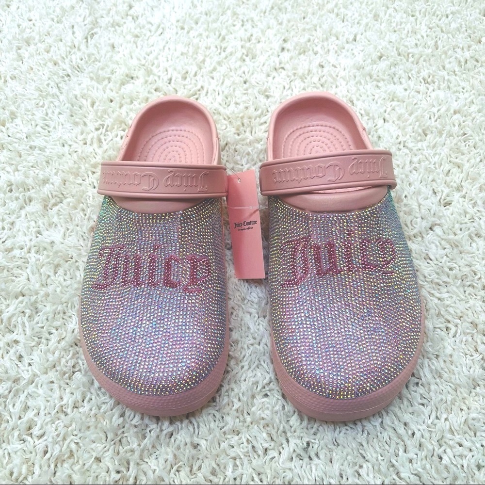 Juicy Couture Cruz PINK Women's Comfort Clogs Juicy  Rhinestone Crocs NEW size 7